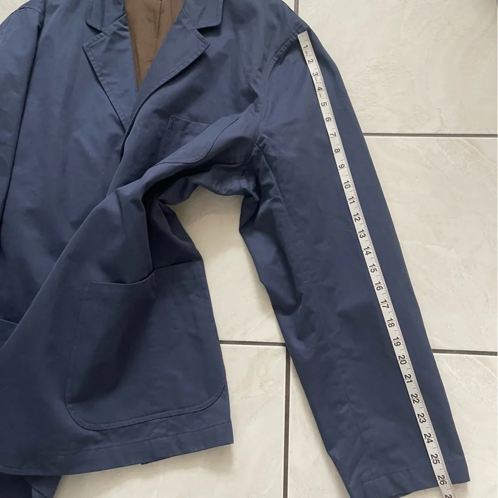 J.L. Powell Sporty Cotton Blazer Men Size 48 Button Front Casual Navy Blue